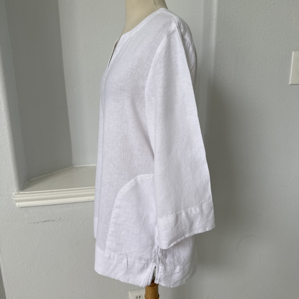 Lands End Tunic Top M Linen Blend Coastal Beachy Minimalist Langenlook - Picture 7 of 12